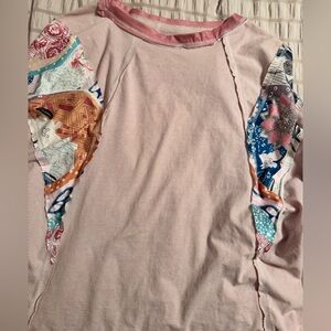 Pink striped Patchwork Long Sleeve Top